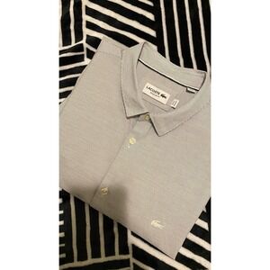 Lacoste Bottom Up Shirt 100% Cotton Size 16 1/2, Embroidered Logo Size 16.5 US